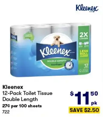 BIG W Kleenex 12-Pack Toilet Tissue Double Length offer