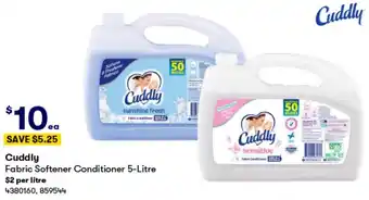 BIG W Cuddly Fabric Softener Conditioner 5-Litre offer