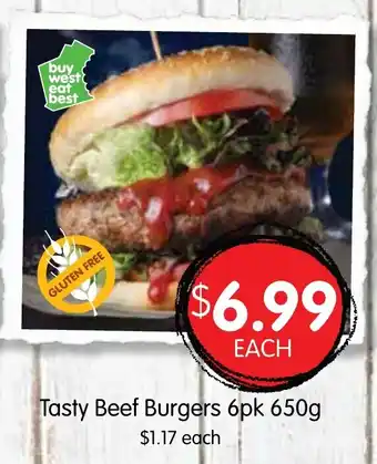 Spudshed Tasty Beef Burgers 6pk 650g offer