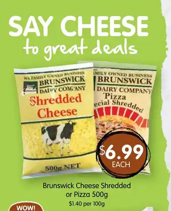 Spudshed Brunswick Cheese Shredded or Pizza 500g offer