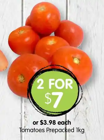 Spudshed Tomatoes Prepacked 1kg offer