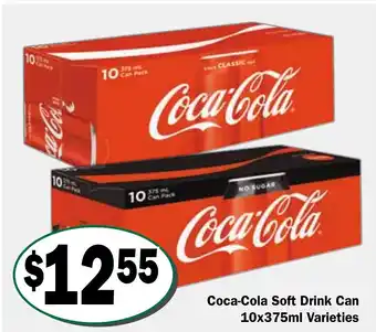 Friendly Grocer Coca-Cola Soft Drink Can 10x375mL Varieties offer