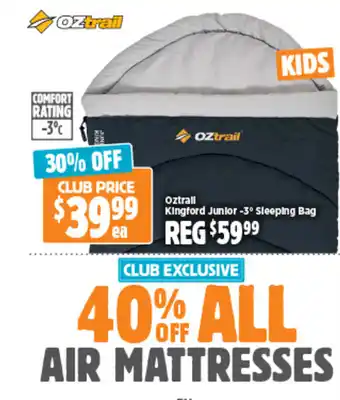 Anaconda OZtrail Kingford Junior -3° Sleeping Bag offer