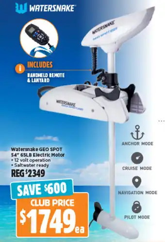 Watersnake GEO SPOT 54" 65LB Electric Motor