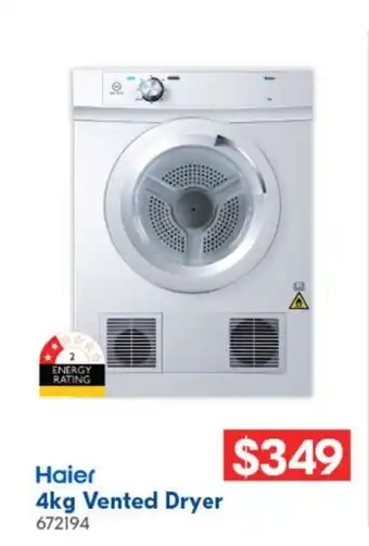 Betta Haier 4kg Vented Dryer offer