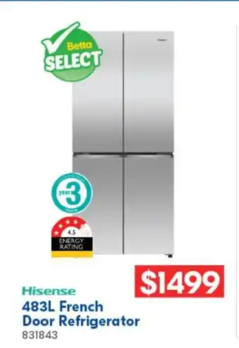 Betta Hisense 483L French Door Refrigerator offer