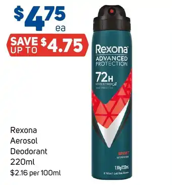 Foodland Rexona Aerosol Deodorant 220mL offer