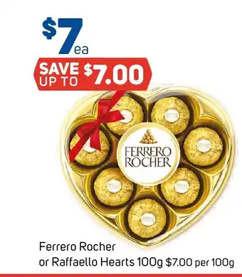 Foodland Ferrero Rocher or Raffaello Hearts 100g offer