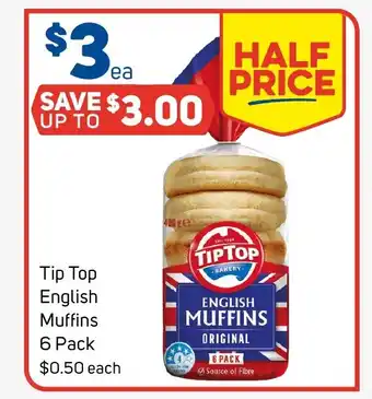 Foodland Tip Top English Muffins 6 Pack offer