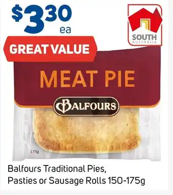 Foodland Balfours Traditional Pies, Pasties or Sausage Rolls 150-175g offer