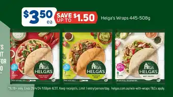 Foodland Helga's Wraps 445-508g offer