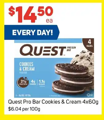 Foodland Quest Pro Bar Cookies & Cream 4x60g offer