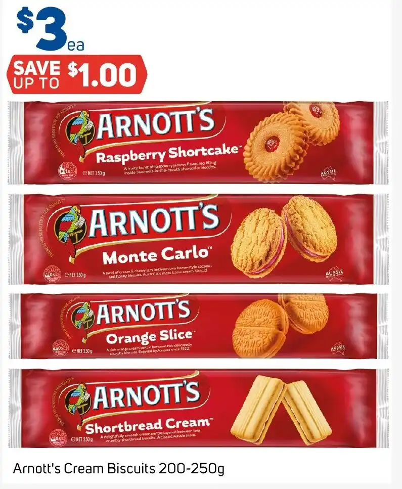 Foodland Arnott's Cream Biscuits 200-250g offer