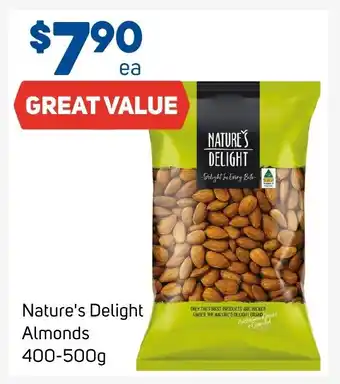 Foodland Nature's Delight Almonds 400-500g offer