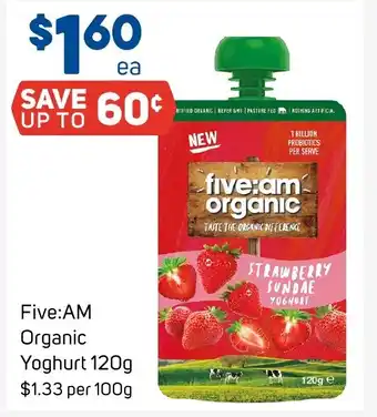 Foodland Five:AM Organic Yoghurt 120g offer