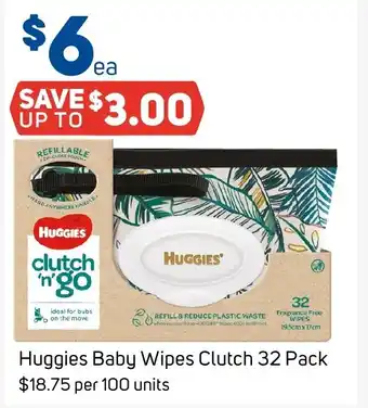 Foodland Huggies Baby Wipes Clutch 32 Pack offer