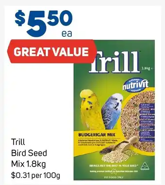 Foodland Trill Bird Seed Mix 1.8kg offer