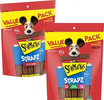 BIG W Schmackos Strapz Dog Treat Varieties 500g offer