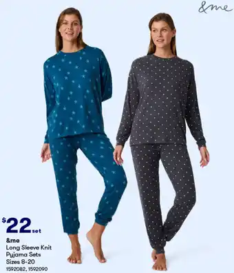 BIG W &me Long Sleeve Knit Pyjama Sets Sizes 8-20 offer