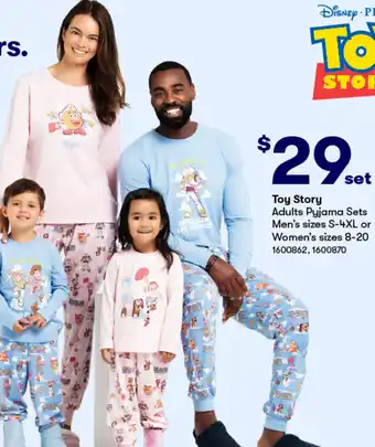 BIG W Toy Story Adults Pyjama Sets Men's sizes S-4XL or Women's sizes 8-20 offer