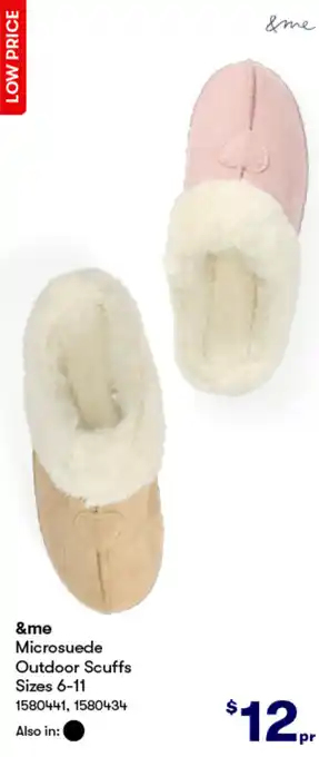 BIG W &me Microsuede Outdoor Scuffs Sizes 6-11 offer
