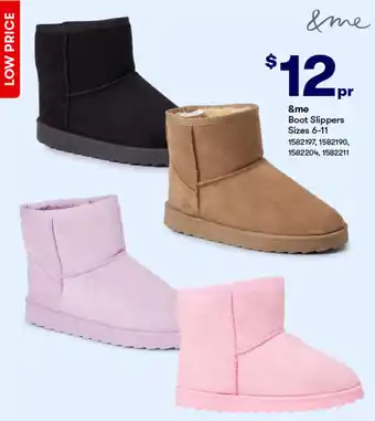 BIG W &me Boot Slippers Sizes 6-11 offer