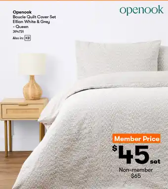 BIG W Openook Boucle Quilt Cover Set Ellian White & Grey ,Queen offer