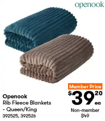 BIG W Openook Rib Fleece Blankets - Queen/King offer