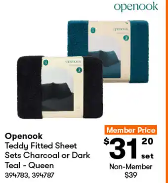 BIG W Openook Teddy Fitted Sheet Sets Charcoal or Dark Teal - Queen offer