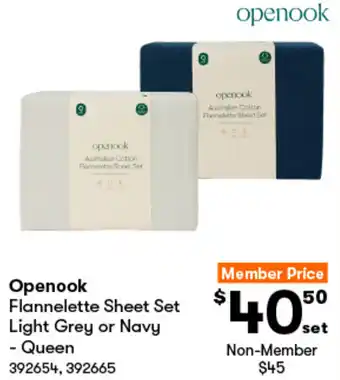 BIG W Openook Flannelette Sheet Set Light Grey or Navy ,Queen offer