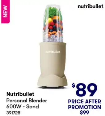 BIG W Nutribullet Personal Blender 600W - Sand offer