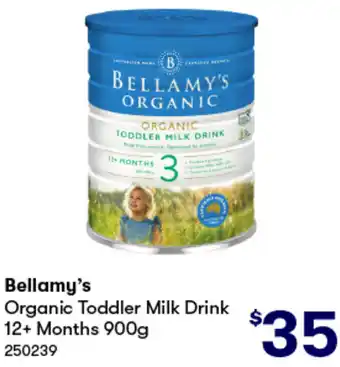 BIG W Bellamy's Organic Toddler Milk Drink 12+ Months 900g offer