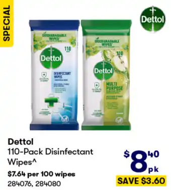 BIG W Dettol 110-Pack Disinfectant Wipes offer