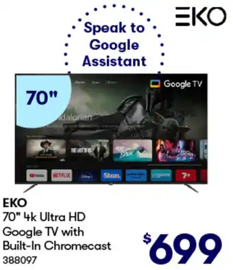 BIG W EKO 70" 4k Ultra HD Google TV with Built-In Chromecast offer