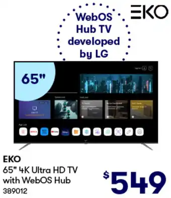 BIG W EKO 65" 4K Ultra HD TV with WebOS Hub offer