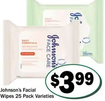 Friendly Grocer Johnson's Wipes 25 Pack Varieties offer