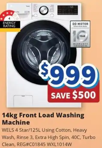 Bi-Rite LG 14kg Front Load Washing Machine offer