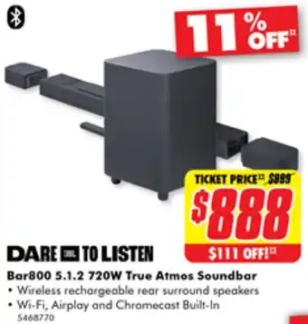 The Good Guys Bar800 5.1.2 720W True Atmos Soundbar offer