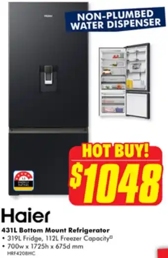 The Good Guys Haier 431L Bottom Mount Refrigerator offer