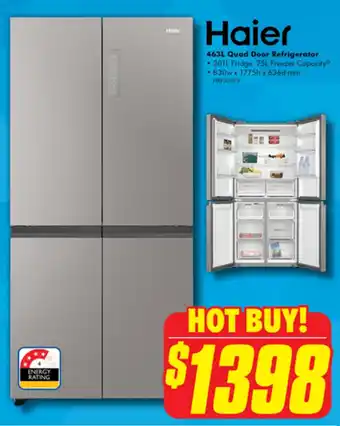 The Good Guys Haier 463L Quad Door Refrigerator offer