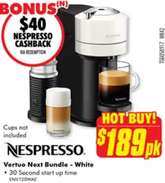 The Good Guys NESPRESSO Vertuo Next Bundle - White offer