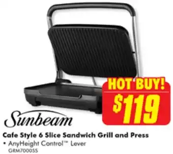 The Good Guys Sunbeam Cafe Style 6 Slice Sandwich Grill and Press offer