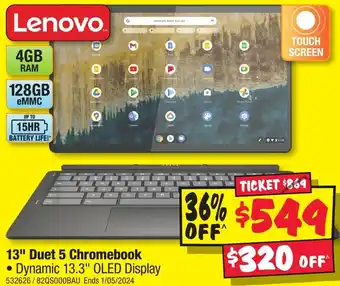 JB Hi-Fi Lenovo 13" Duet 5 Chromebook offer