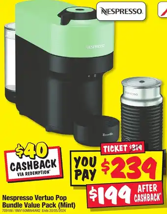 JB Hi-Fi Nespresso Vertuo Pop Bundle Value Pack (Mint) offer