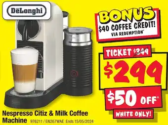 JB Hi-Fi Nespresso Citiz & Milk Coffee Machine offer