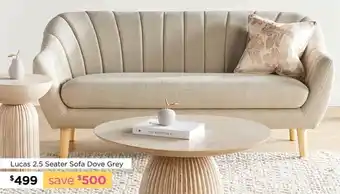 Lucas 2.5 Seater Sofa Dove Grey