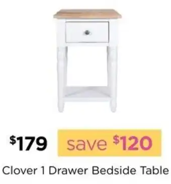 Early Settler Clover 1 Drawer Bedside Table offer