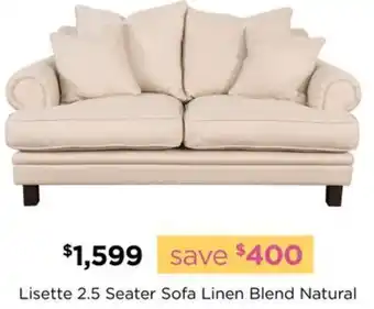 Early Settler Lisette 2.5 Seater Sofa Linen Blend Natural offer