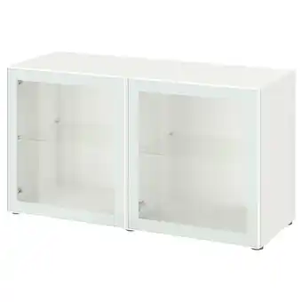 IKEA BestÅ Shelf unit with glass doors, white Glassvik/white/light green clear glass, 120x40x64 cm offer