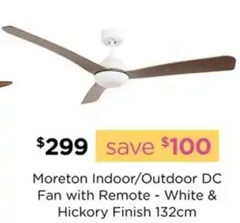 Early Settler Moreton Indoor/Outdoor DC Fan with Remote - White & Hickory Finish 132cm offer